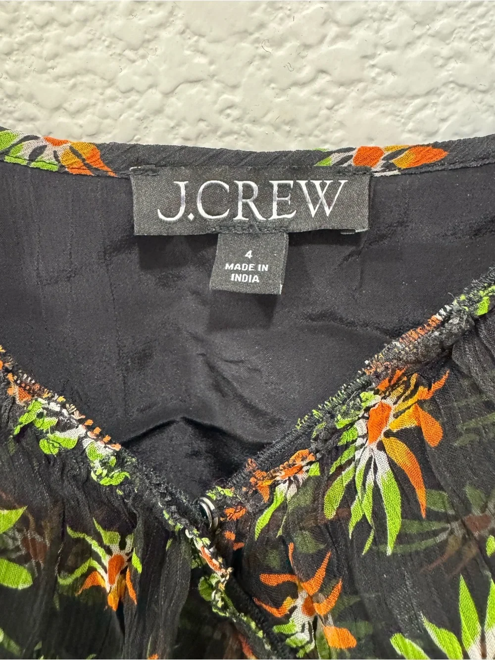 J. Crew Black Floral Midi Wrap Dress with Side Slit